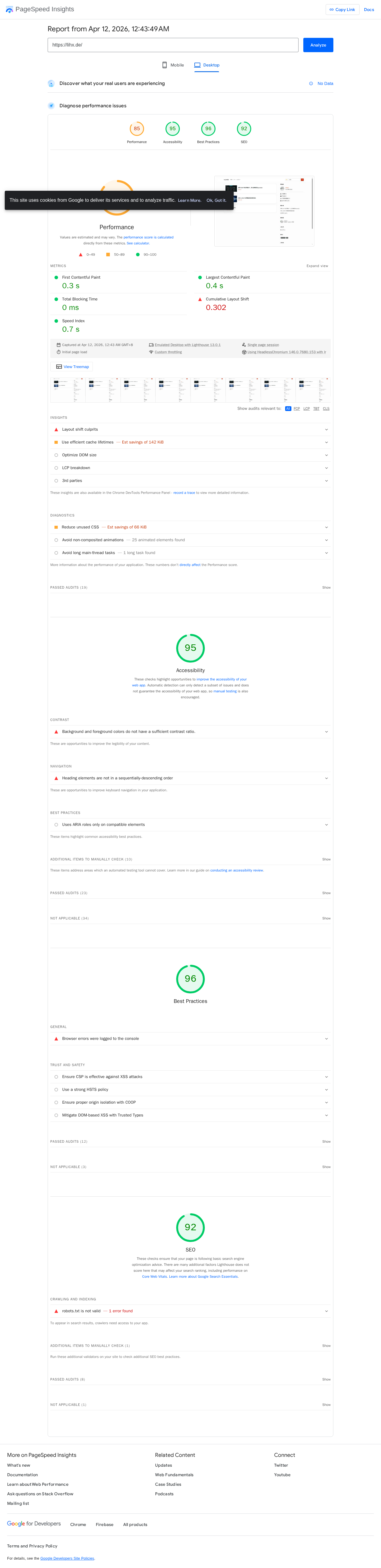PageSpeed 优化后评分